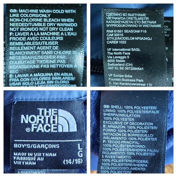 The North Face TNF Reversible Sherpa Fleece Boys Youth Full Zip Coat Jacket L - Picture 13 of 16